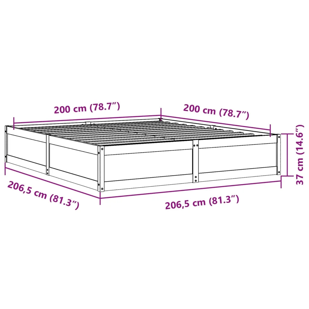 Letto senza Materasso-Struttura Letto Marrone Cera 200x200 cm in Legno di Pino 184129