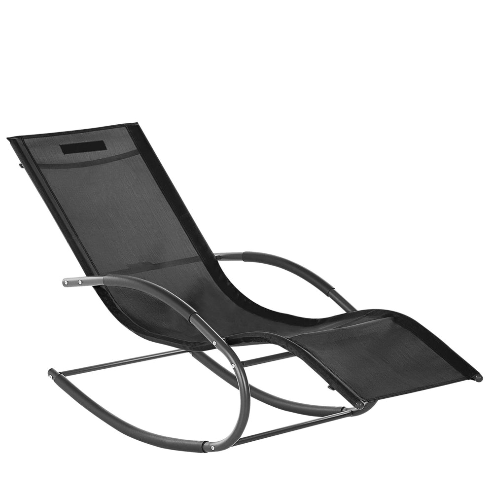 Moderno Sdraio a Dondolo da Giardino in Acciaio Beige con Cuscino