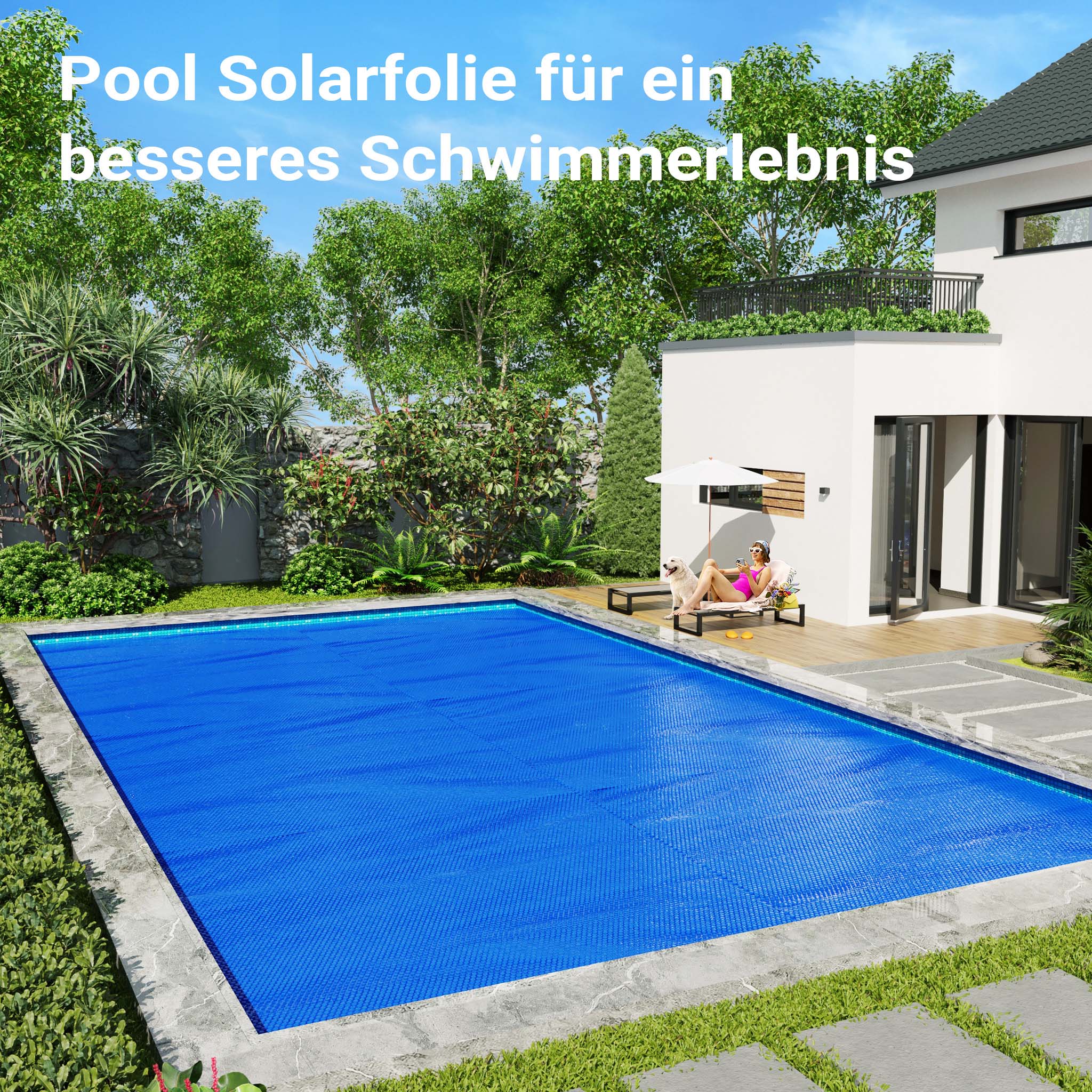 Copertura a bolle d'aria isotermica piscina rettangolare 4x6m blu 120µ