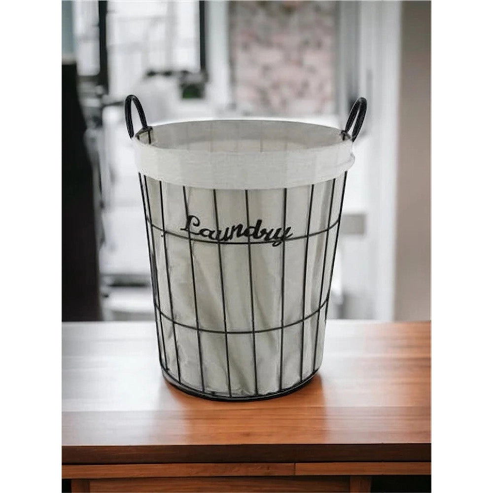 Trade Shop - Cesto Porta Biancheria Contenitore In Tessuto Con Struttura Metallo Bagno 10632 -