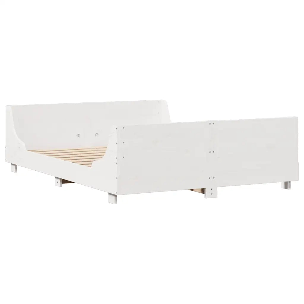 Letto Libreria senza Materasso Bianco 160x200 cm Legno Massello 3323801
