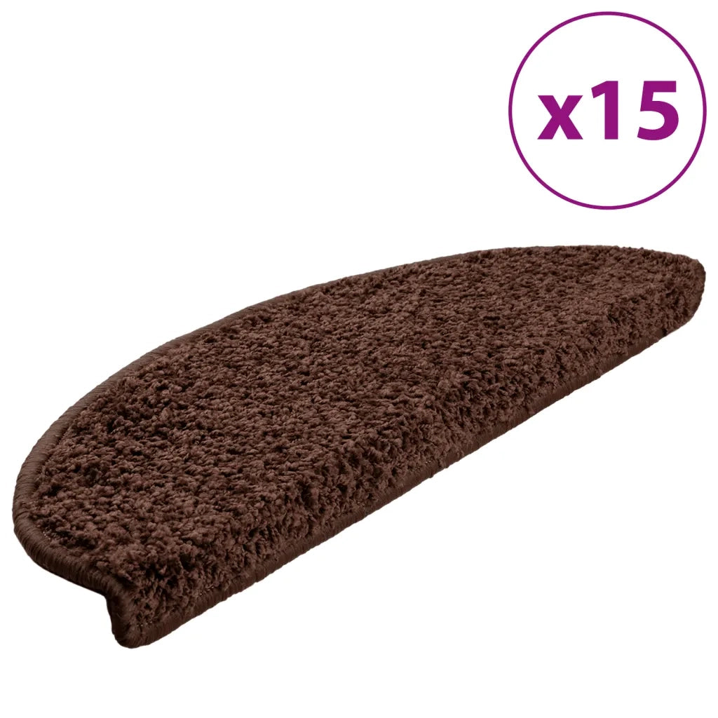 Tappetini per scale 15 pz | Gradini per Scale 65x21x4 cm Marrone Semicircolari Grandi