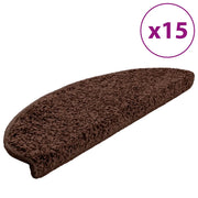 Tappetini per scale 15 pz | Gradini per Scale 65x21x4 cm Marrone Semicircolari Grandi