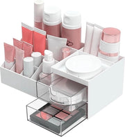 Organizzatore per trucchi e prodotti per la cura della pelle - Bianco - Accessori per la scrivania e la camera da bagno - Con distributore e 2 ante