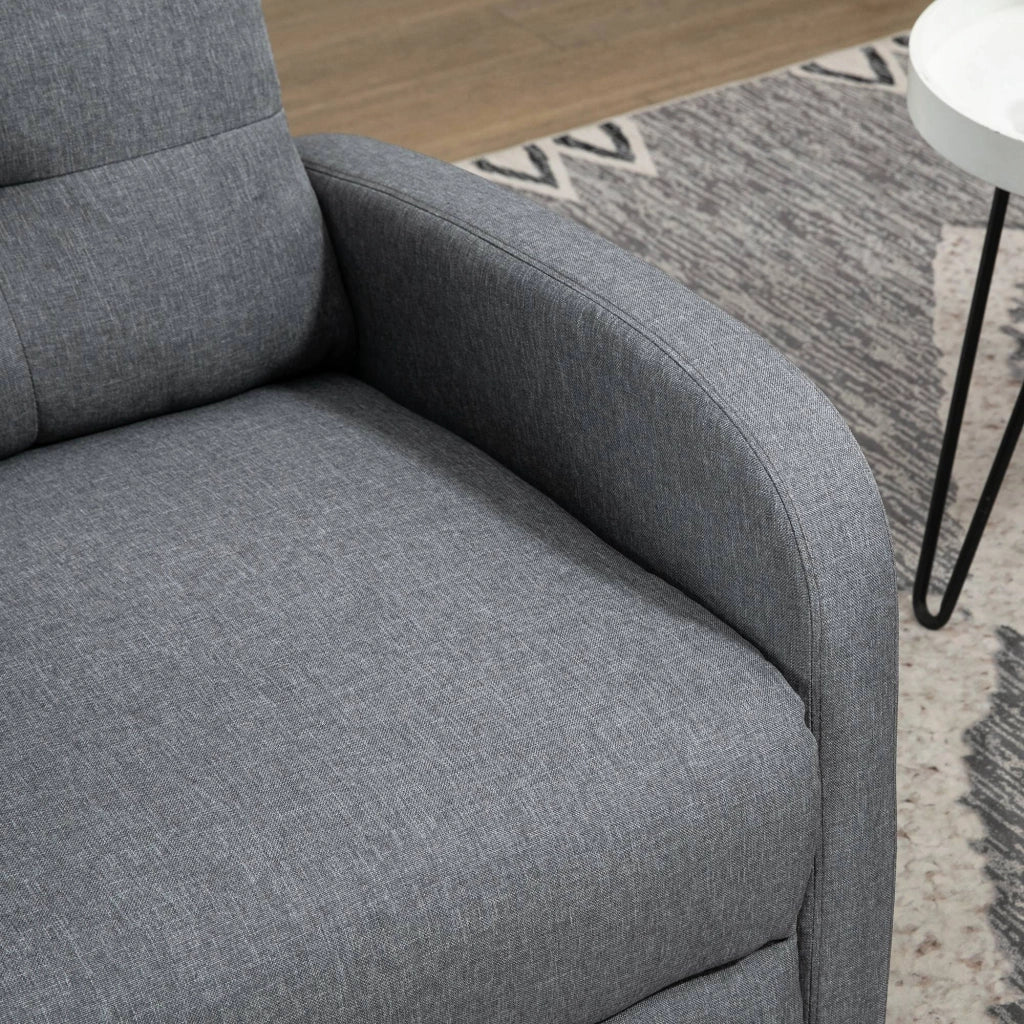 Poltrona Relax Reclinabile 155° 67x87x98 cm con Poggiapiedi in Tessuto Effetto Lino Grigio