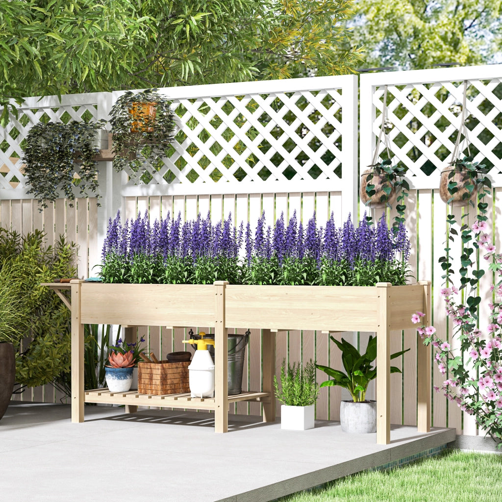 Fioriera da Giardino con Ripiano ¨C Zephmum ¨C Legno Naturale 207x59x78 cm