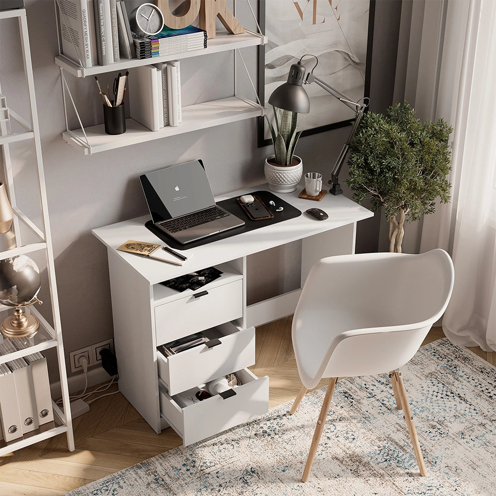 Vicco Scrivania Bianco 105 x 50 cm con cassetti