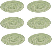 6 placemats rotondi, 20 cm placemats rotondi in vimini di graminacee cinesi, placemats antiscivolo e termoresistenti per tavola da pranzo per uso domestico o bar da caffè (verde)