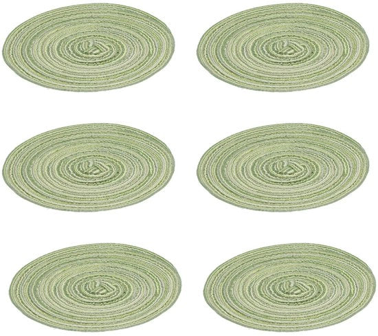 6 placemats rotondi, 20 cm placemats rotondi in vimini di graminacee cinesi, placemats antiscivolo e termoresistenti per tavola da pranzo per uso domestico o bar da caffè (verde)