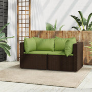 Divani Angolari da Giardino con Cuscini 2pz Polyrattan Marronecod mxl 130086