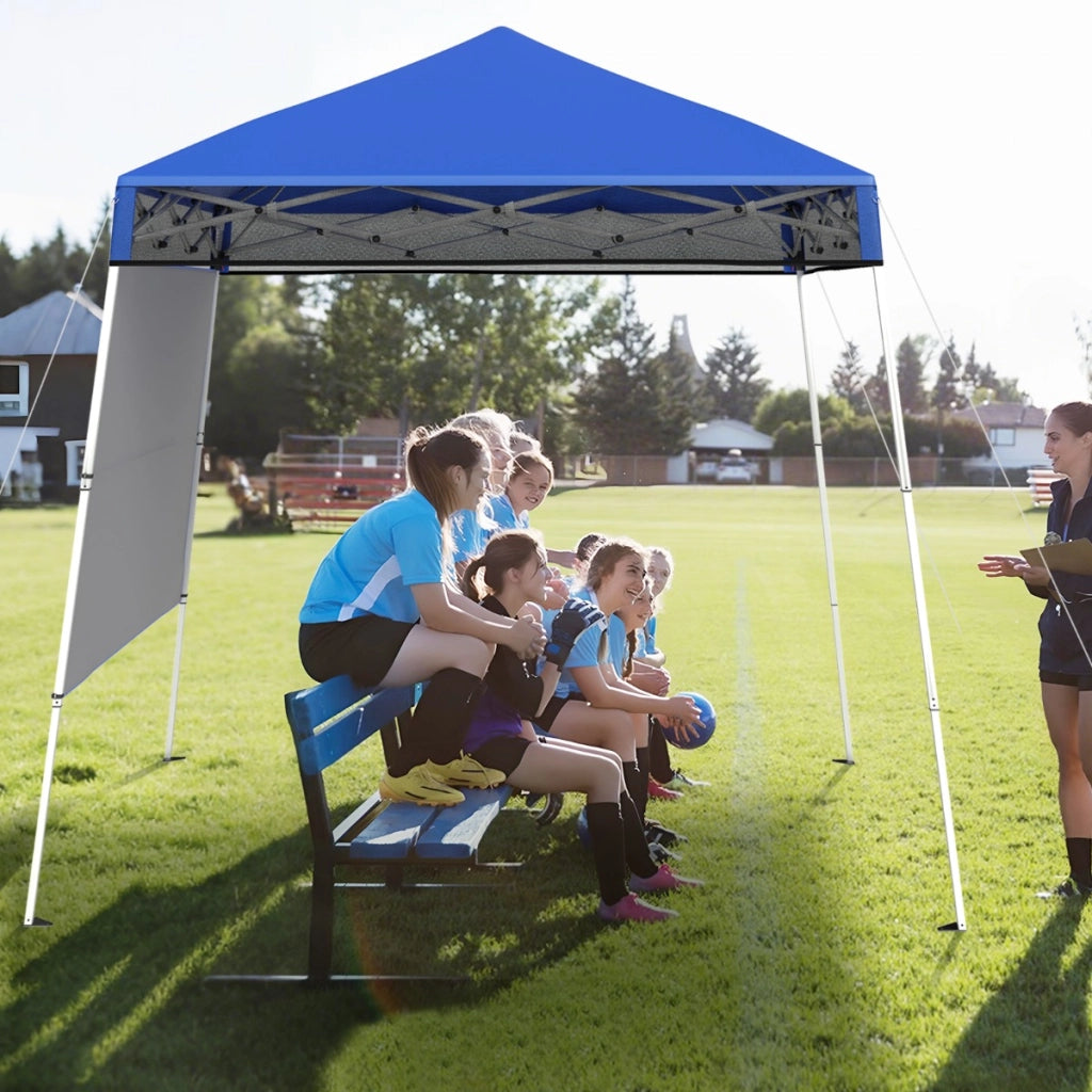 Gazebo pieghevole per esterni con gambe inclinabili regolabili per feste, Tenda a baldacchino pop-up 180 x 180 cm Blu-Tende parasole