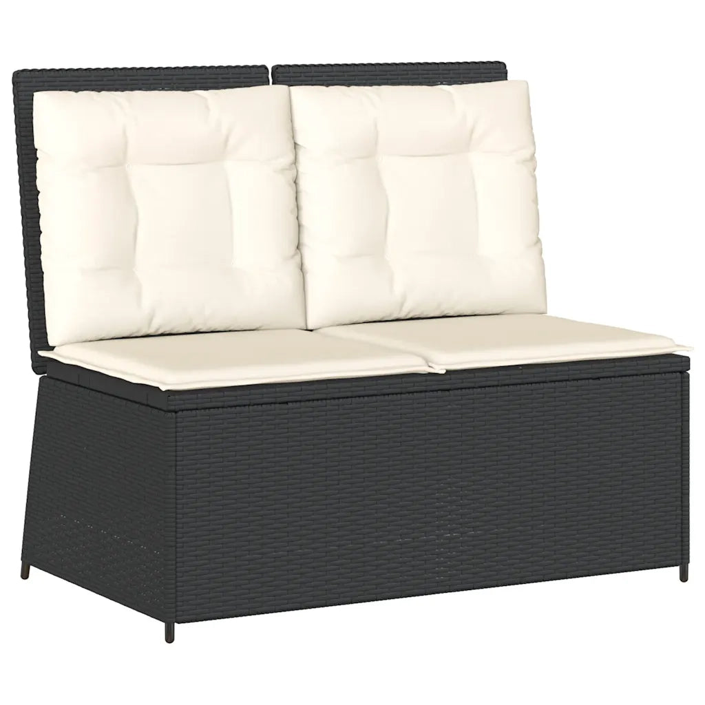 vidaXL Panca Reclinabile da Giardino con Cuscini Nera in Polyrattan