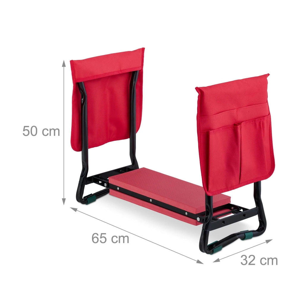 Sgabello da giardino pieghevole 60 x 30 x 25 cm comfort ergonomico pratico 2 in 1 in plastica rossa 13_0012573