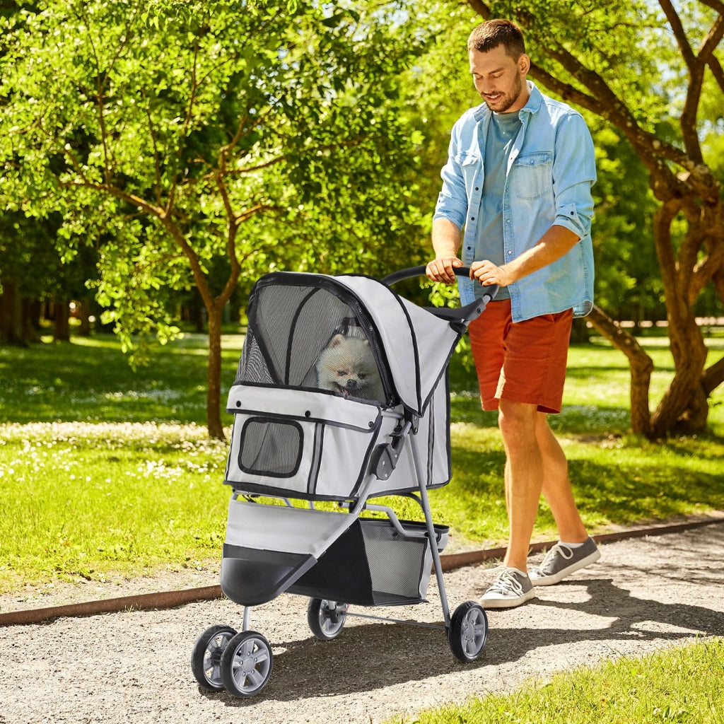 Carrello per Cani con Cestino ¨C zephmum ¨C 75x45x97 cm Grigio