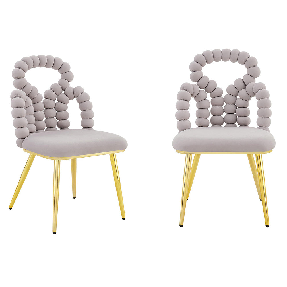Set 2 sedie da pranzo - Xylo - velluto grigio gambe dorate