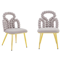 Set 2 sedie da pranzo - Xylo - velluto grigio gambe dorate