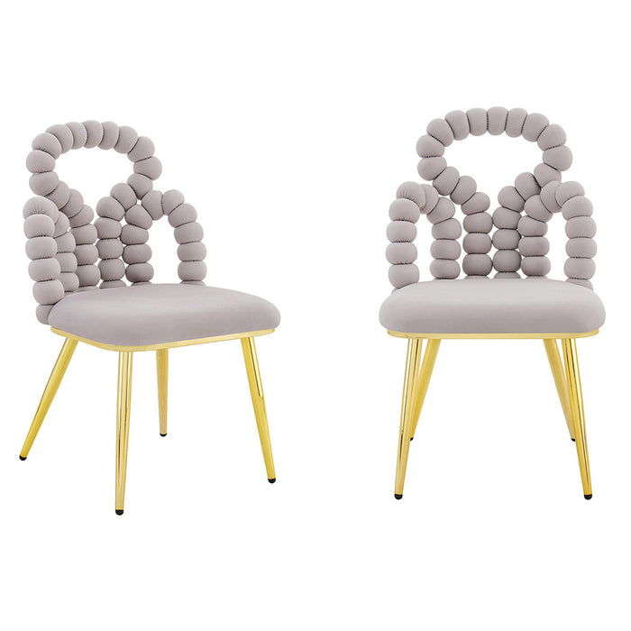 Set 2 sedie da pranzo - Xylo - velluto grigio gambe dorate