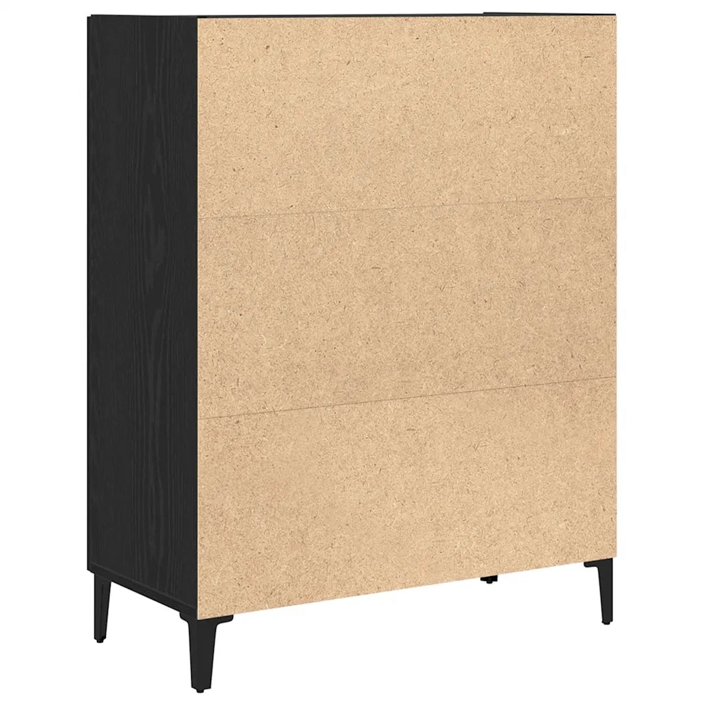 Credenza Rovere Nero 69,5x34x90 cm in Legno Multistrato 862093