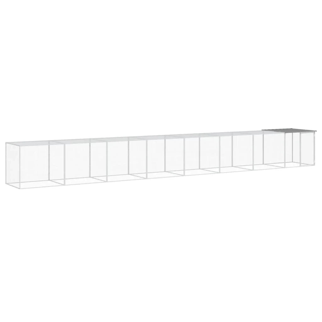 Pollaio/recinto con tetto trasparente 803 x 98 x 90 cm acciaio zincato grigio 02_0043988