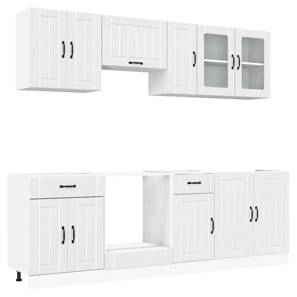 Set Mobili da Cucina 8 pz Lucca Bianchi Lucido in Truciolato 3314833