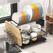 Aria 2 in 1 con Drenaggio e Supporto per Utensili da Cucina - Rimovibile e Organizzatore per Lavello Nero