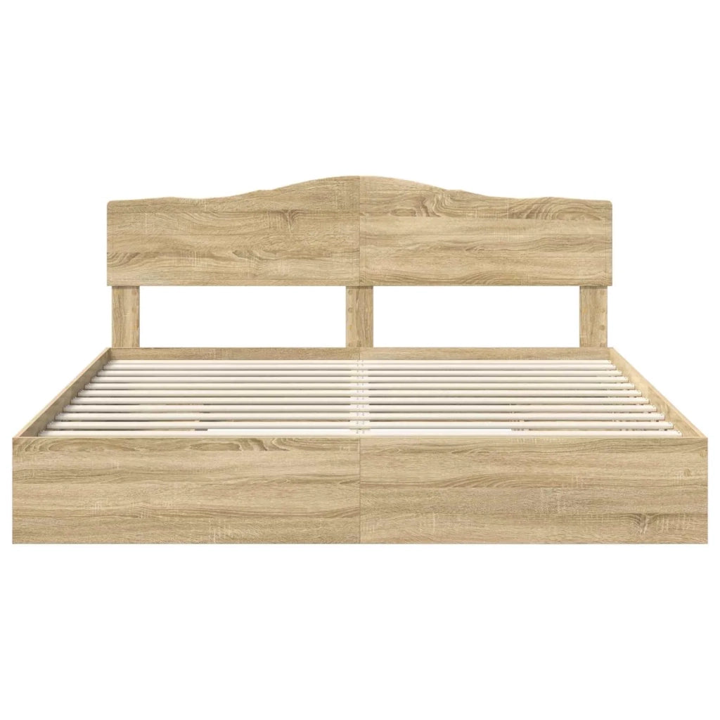 Letto con Contenitore con testiera Rovere Sonoma 180 x 200 cm
