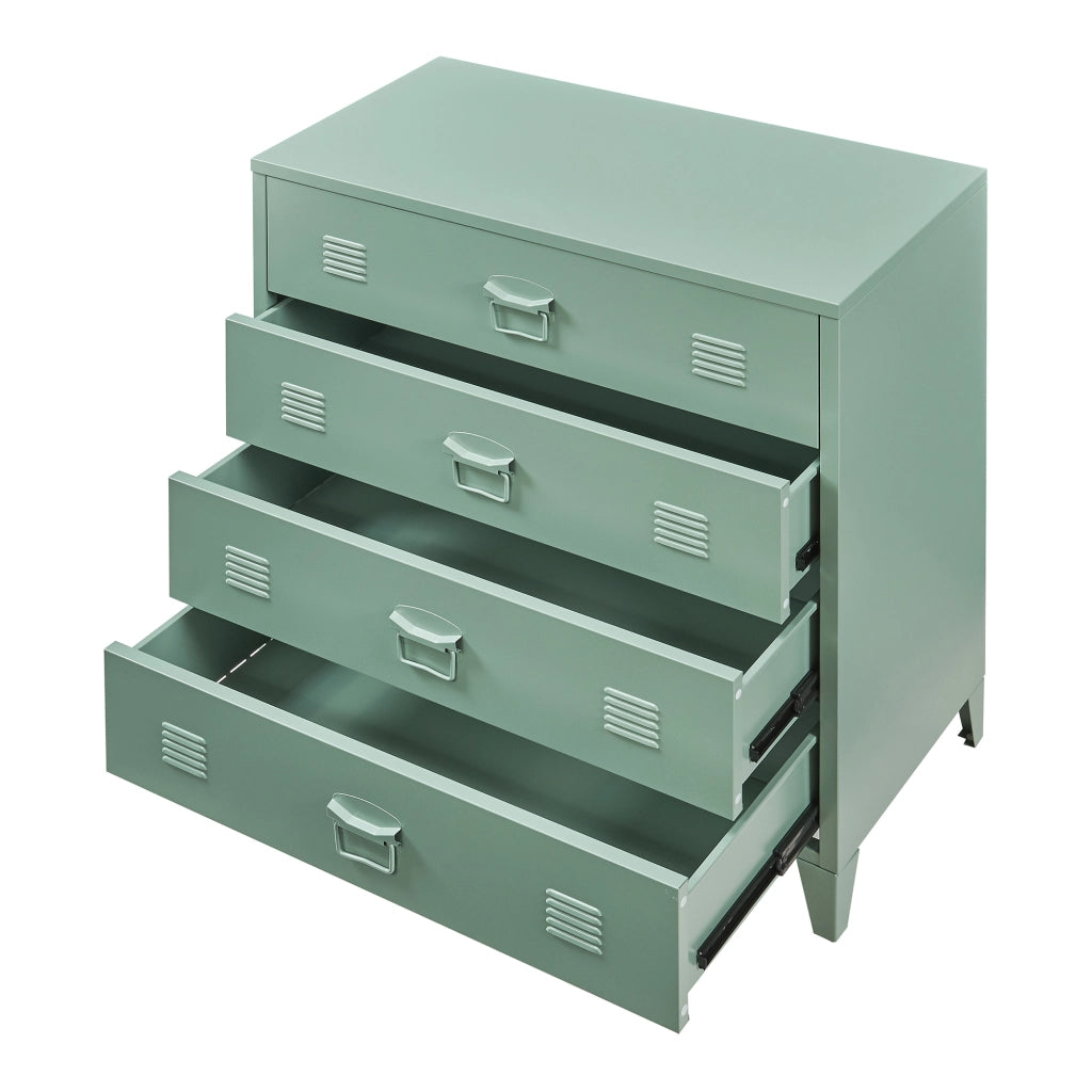 Cassettiera Hämeenlinna Comò in Acciaio con 4 Cassetti 92 x 80 x 40 cm Verde opaco [en.casa]