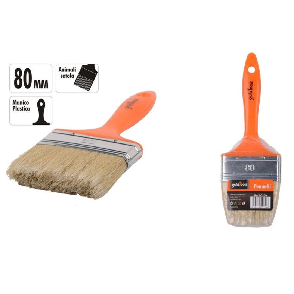 Trade Shop - Pennello 80 Mm Pennellessa Con Manico In Plastica Per Pittura Verniciare 90259 -