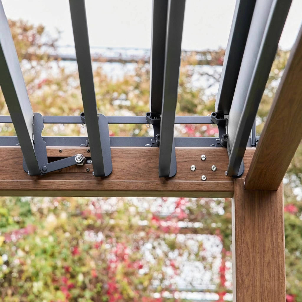 Pergola bioclimatica 3x4m in alluminio, lamelle orientabili, marrone