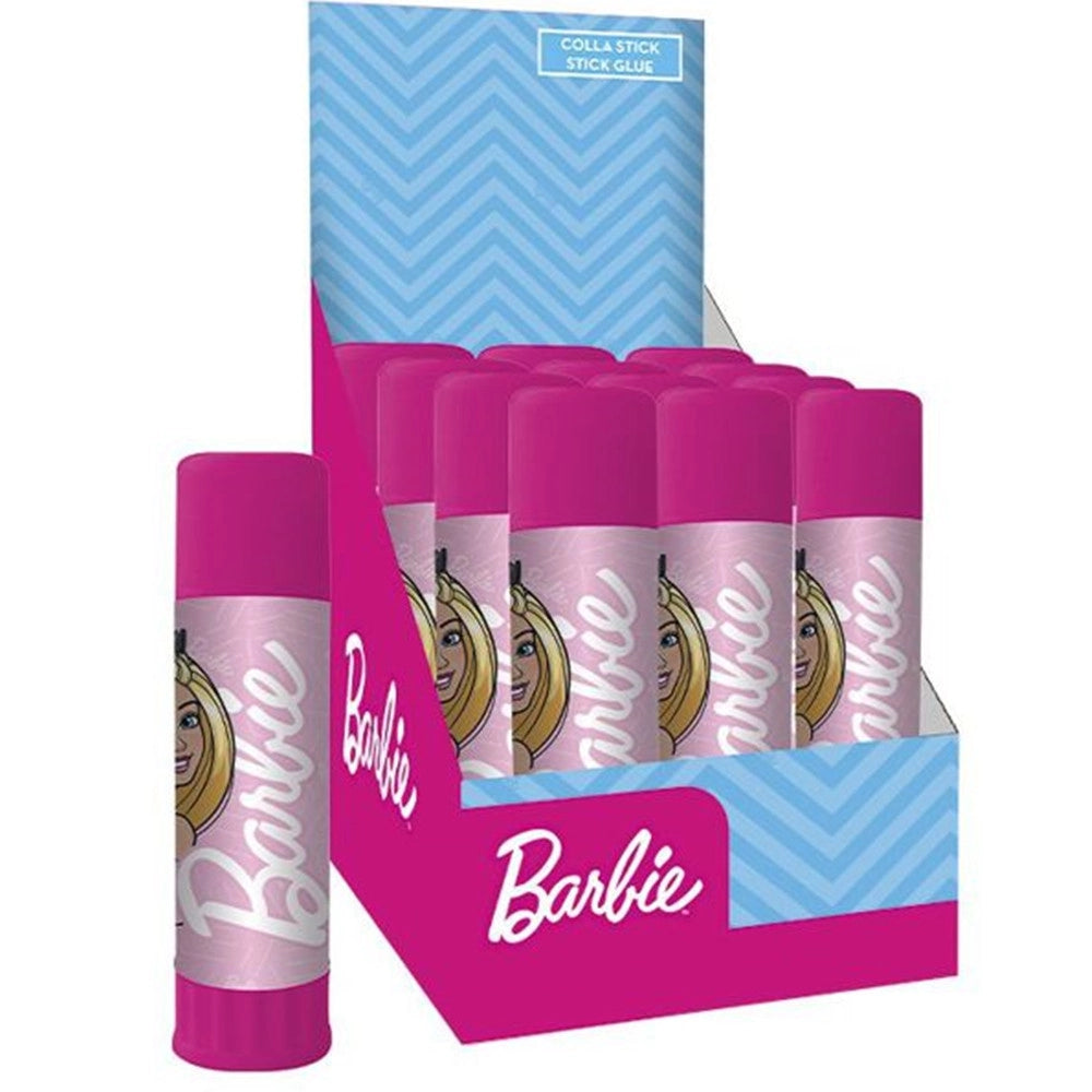 Trade Shop - Set 12 Pz Colla Stick Da 25gr Grafica Barbie Per Scuola Regali Feste Bambine 966773 -