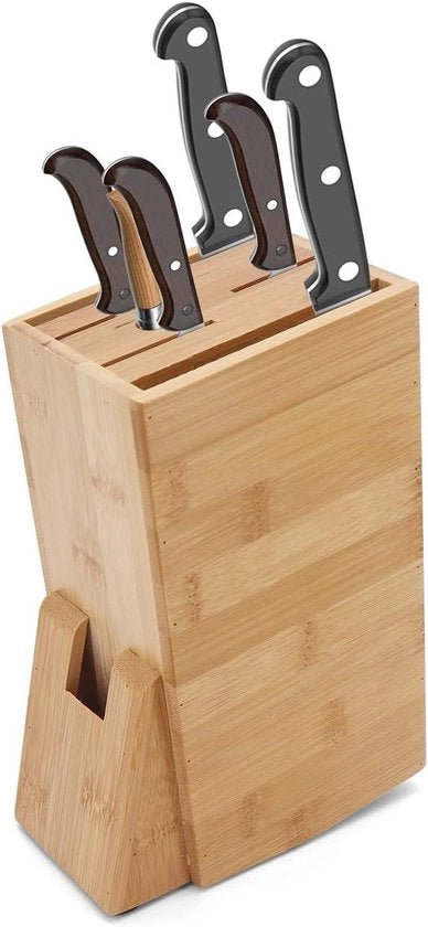 Blocco per coltelli in bambù - Soluzione di organizzazione per coltelli da cucina sul piano di lavoro con 6 fessure
