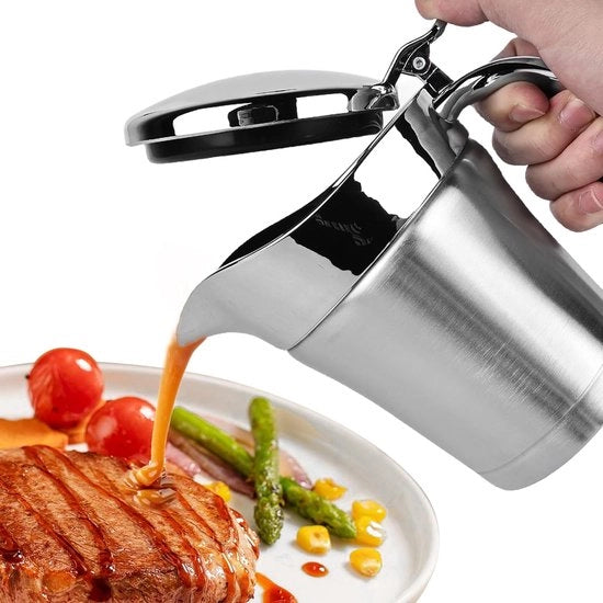 Ciotola per salse in acciaio inossidabile, ciotola per salse con coperchio, 750 ml, doppia isolazione, ciotola per salse in acciaio inossidabile, contenitore per salse termiche, ciotola per salse per vaniglia, latte, salse, maionese, latte