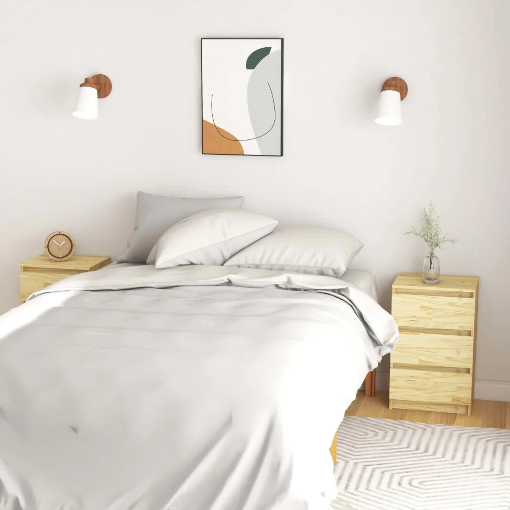 Comodini 2 pz-Set di 2 Tavolino da notte 40x29,5x64 cm in Legno Massello di Pino