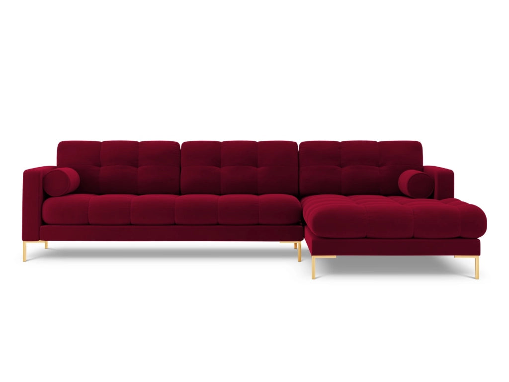 Cosmopolitan Design - Divano angolare destro "Bali" 5 posti in velluto rosso 