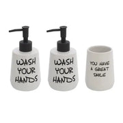 Set accessori linea Wash con 2 dispenser e bicchiere portaspazzolini bianco