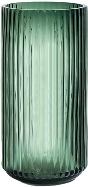 Vaso moderno per fiori grande cilindrico 25cm alto con pampas grasse e tulipani.