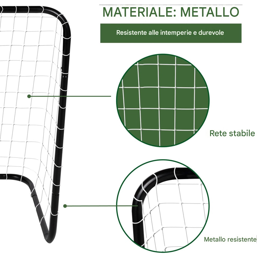 Porta da Calcio 182x122x61 cm Allenamento Football con Picchetti in Metallo Nero