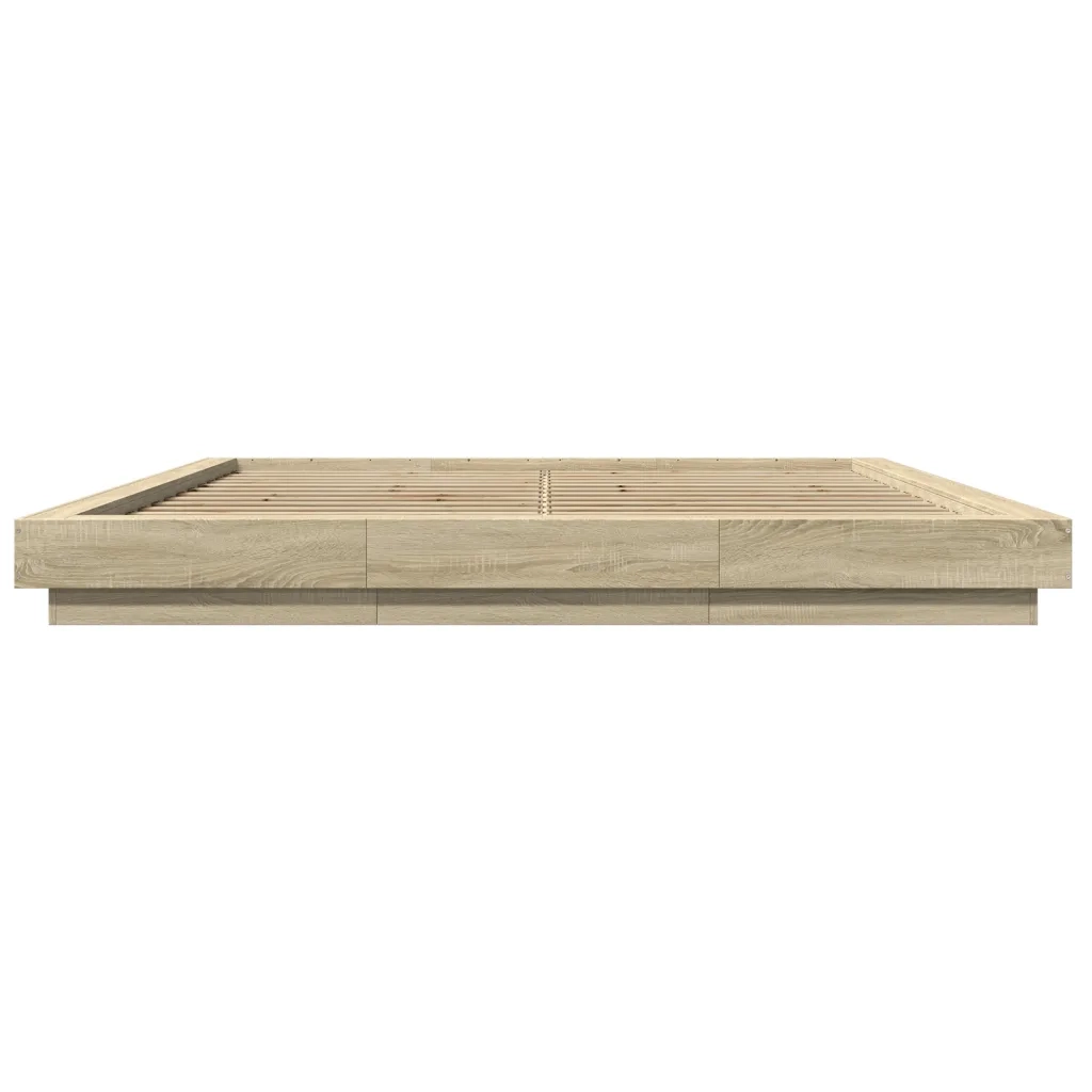 Giroletto Luci LED-Struttura Letto con LED Rovere Sonoma 180x200 cm Legno Multistrato 612259