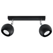 Plafoniera Fokumo 2 faretti nera/cromo GU10 Pure Lume