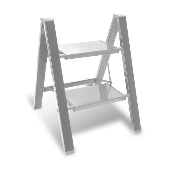 Scaffalatura pieghevole con 2 gradini antiscivolo - Scaffale di accesso leggero in alluminio