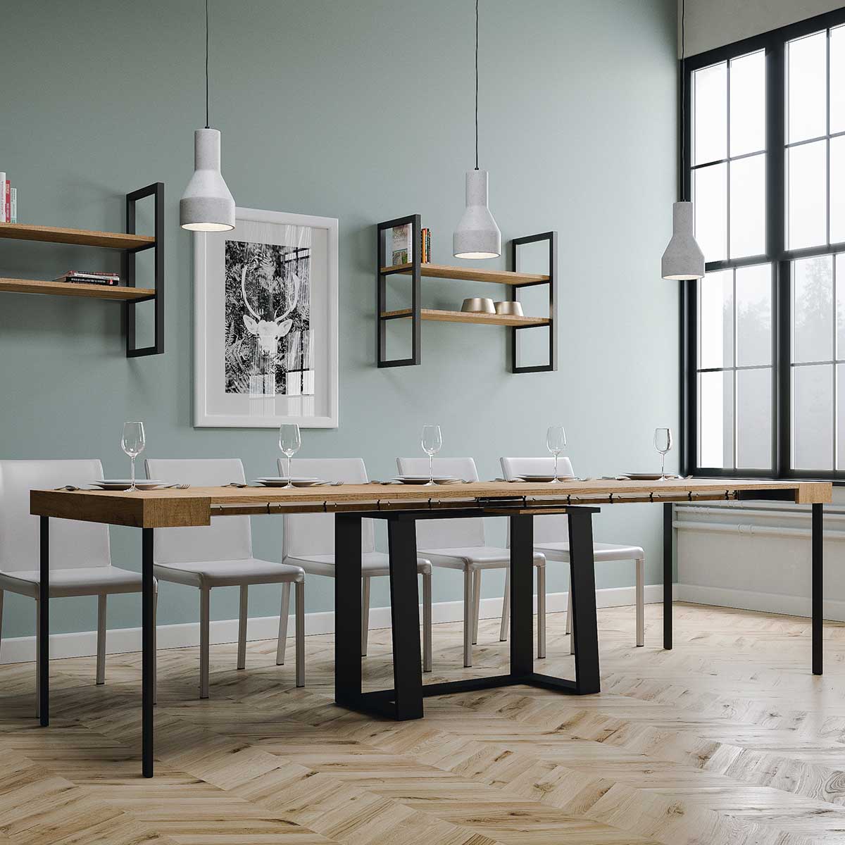 Consolle Allungabile 90-288x40x77 cm in Nobilitato Marrone