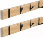 Capocassettiera in Legno Riscaldabile con 4 Ganci e Finitura Naturale - Set da 2, 40 cm