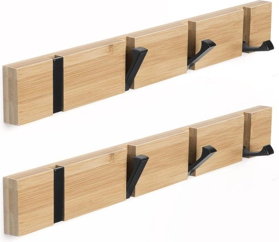 Capocassettiera in Legno Riscaldabile con 4 Ganci e Finitura Naturale - Set da 2, 40 cm