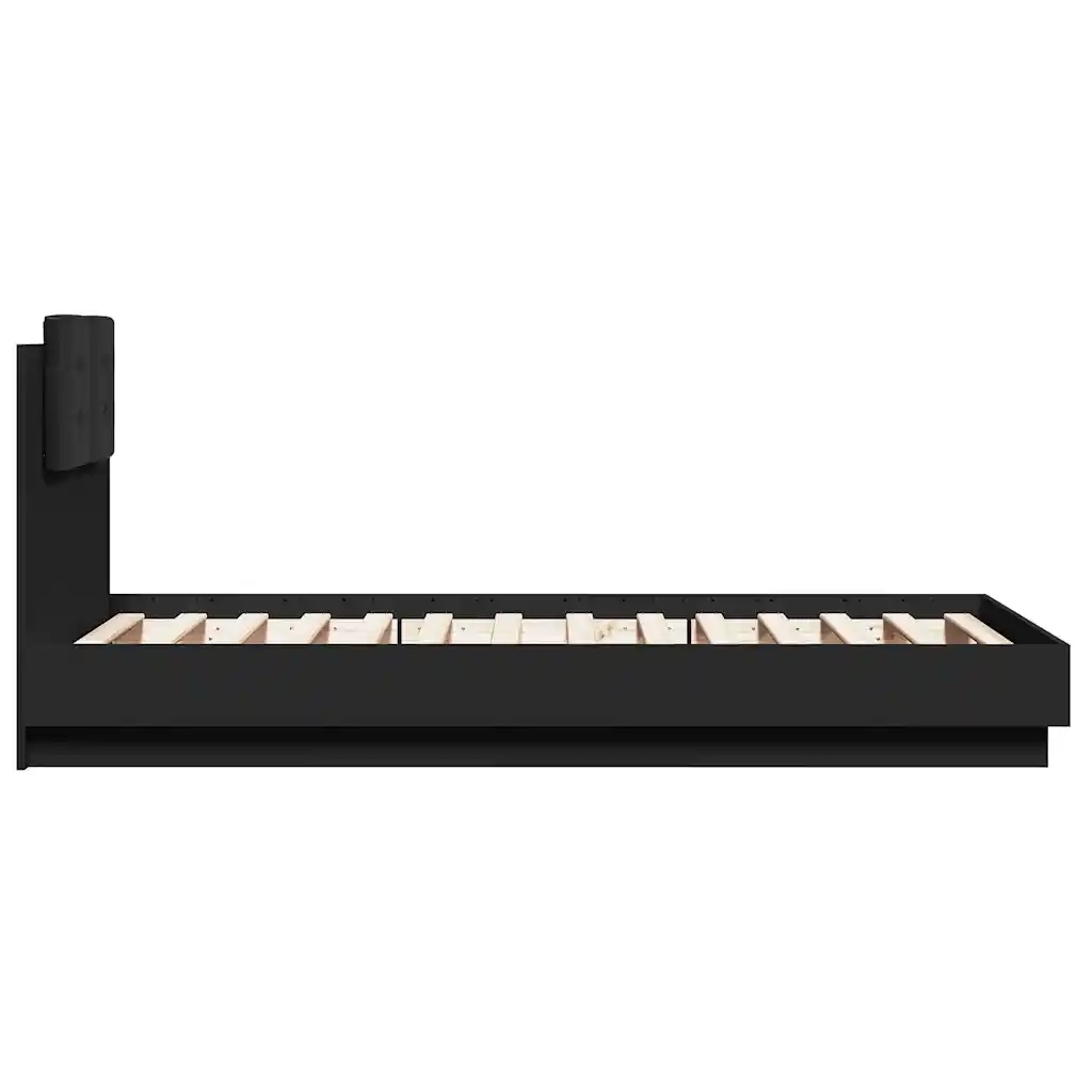 Giroletto con Testiera e LED-Struttura Letto con testiera Nero 75x190 cm 106282