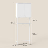 Mobile Bagno Sopra WC e Lavatrice 64x20x180 cm con Armadietto in MDF Bianco