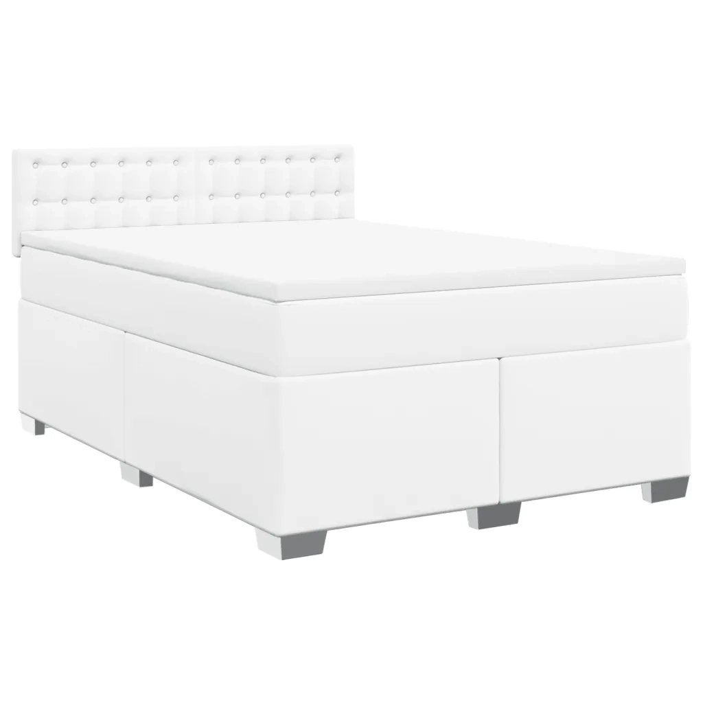 Giroletto a Molle con Materasso Bianco 140x190 cm in Similpelle