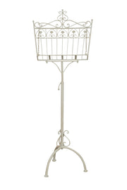 Biscottini Leggio da terra in ferro battuto pieno finitura bianca anticata L46xPR32xH139 cm