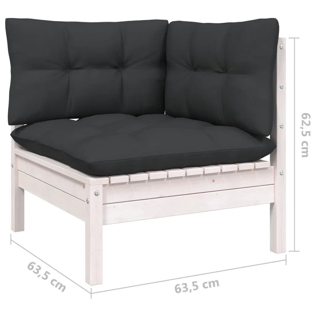 Set Divani da Giardino 9 pz con Cuscini Bianchi Legno di Pino cod mxl 44355