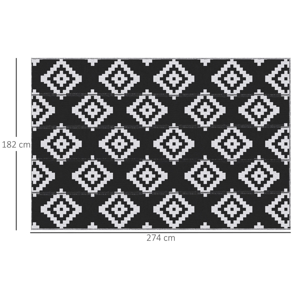 Tappeto Esterno per Balcone e Terrazza Reversibile ¨C zephmum ¨C Nero e Bianco 2.74x1.82 m