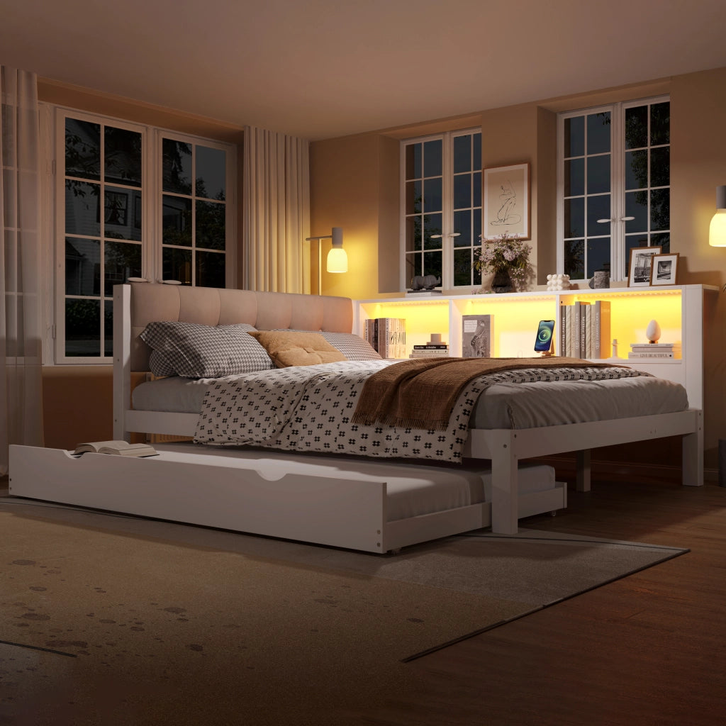 LETTO Estraibile 140x200 cm Legno di pino Bianco